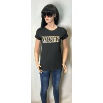 Fekete Vogue Feliratos  Póló (Vm2141)